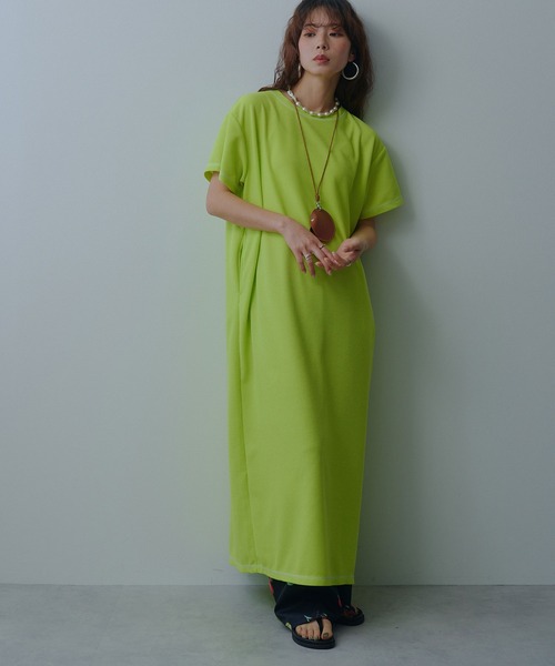 bohmal（ボマール）の「ワッフルマキシ半袖ワンピース（ワンピース・レディース・ピンク/ブルー/ブラック/ライム・MEDIUM/TALL/MEDIUM）」の3枚目の写真