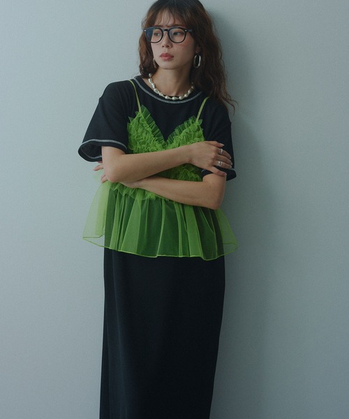 bohmal（ボマール）の「ワッフルマキシ半袖ワンピース（ワンピース・レディース・ピンク/ブルー/ブラック/ライム・MEDIUM/TALL/MEDIUM）」の2枚目の写真