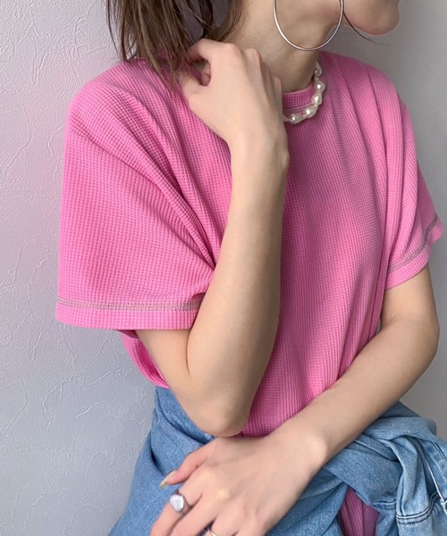 bohmal（ボマール）の「ワッフルマキシ半袖ワンピース（ワンピース・レディース・ピンク/ブルー/ブラック/ライム・MEDIUM/TALL/MEDIUM）」の8枚目の写真