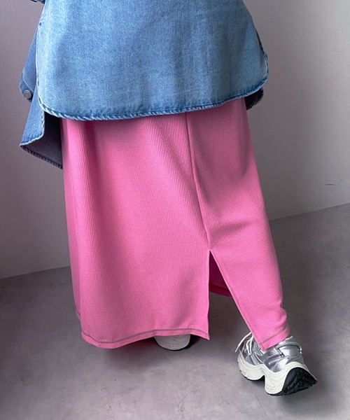 bohmal（ボマール）の「ワッフルマキシ半袖ワンピース（ワンピース・レディース・ピンク/ブルー/ブラック/ライム・MEDIUM/TALL/MEDIUM）」の10枚目の写真