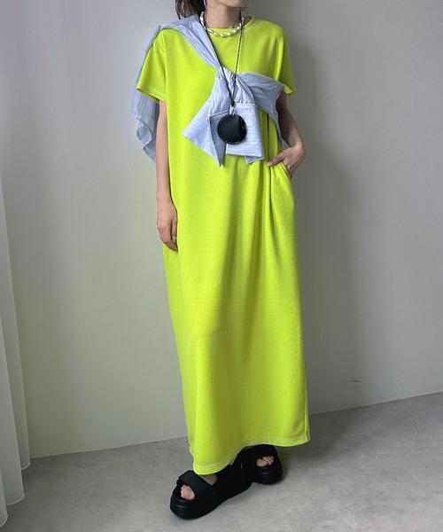 bohmal（ボマール）の「ワッフルマキシ半袖ワンピース（ワンピース・レディース・ピンク/ブルー/ブラック/ライム・MEDIUM/TALL/MEDIUM）」の12枚目の写真