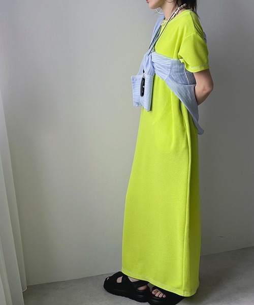 bohmal（ボマール）の「ワッフルマキシ半袖ワンピース（ワンピース・レディース・ピンク/ブルー/ブラック/ライム・MEDIUM/TALL/MEDIUM）」の14枚目の写真