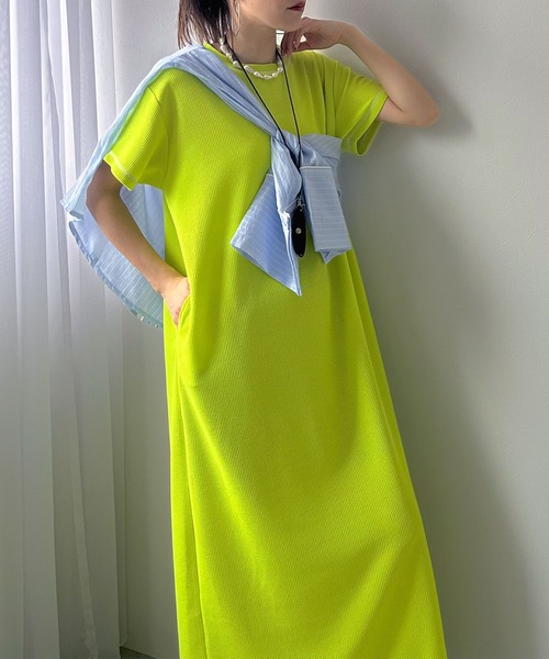 bohmal（ボマール）の「ワッフルマキシ半袖ワンピース（ワンピース・レディース・ピンク/ブルー/ブラック/ライム・MEDIUM/TALL/MEDIUM）」の15枚目の写真