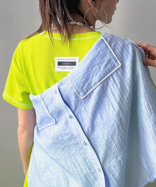 bohmal（ボマール）の「ワッフルマキシ半袖ワンピース（ワンピース・レディース・ピンク/ブルー/ブラック/ライム・MEDIUM/TALL/MEDIUM）」の16枚目の写真