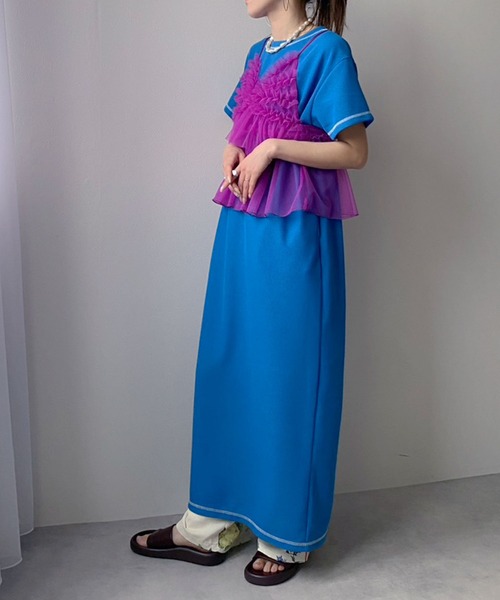 bohmal（ボマール）の「ワッフルマキシ半袖ワンピース（ワンピース・レディース・ピンク/ブルー/ブラック/ライム・MEDIUM/TALL/MEDIUM）」の20枚目の写真