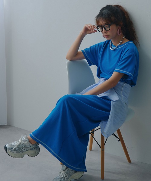 bohmal（ボマール）の「ワッフルマキシ半袖ワンピース（ワンピース・レディース・ピンク/ブルー/ブラック/ライム・MEDIUM/TALL/MEDIUM）」の5枚目の写真