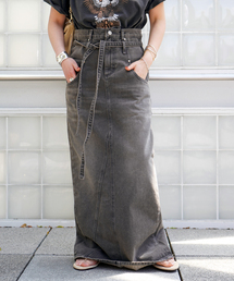 LOW CLASSIC（ロウ　クラシック）の「【LOW CLASSIC/ロウ・クラシック】BELTED HIGH WAIST DENIM SKIR（デニムスカート）」