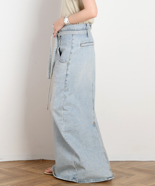 LOW CLASSIC(ロウ クラシック)の「【LOW CLASSIC/ロウ・クラシック】BELTED HIGH WAIST DENIM SKIR(デニムスカート・レディース・ブルー/チャコールグレー・38/36)」の18枚目の写真