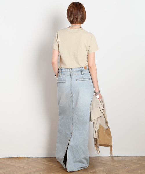 LOW CLASSIC(ロウ クラシック)の「【LOW CLASSIC/ロウ・クラシック】BELTED HIGH WAIST DENIM SKIR(デニムスカート・レディース・ブルー/チャコールグレー・38/36)」の14枚目の写真