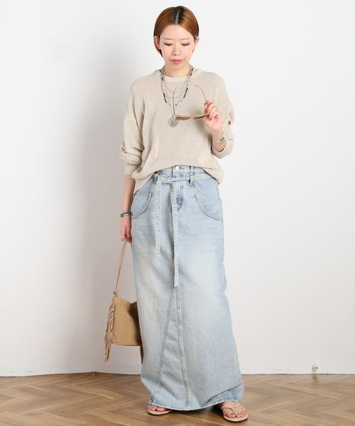 LOW CLASSIC(ロウ クラシック)の「【LOW CLASSIC/ロウ・クラシック】BELTED HIGH WAIST DENIM SKIR(デニムスカート・レディース・ブルー/チャコールグレー・38/36)」の13枚目の写真