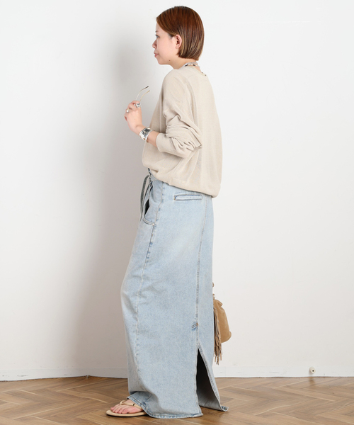 LOW CLASSIC(ロウ クラシック)の「【LOW CLASSIC/ロウ・クラシック】BELTED HIGH WAIST DENIM SKIR(デニムスカート・レディース・ブルー/チャコールグレー・38/36)」の12枚目の写真