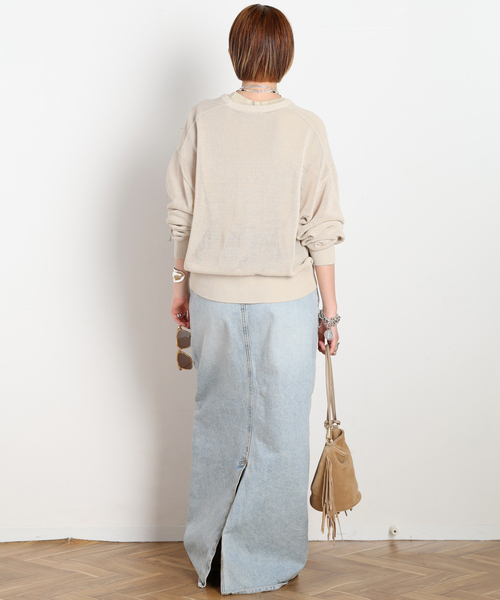 LOW CLASSIC(ロウ クラシック)の「【LOW CLASSIC/ロウ・クラシック】BELTED HIGH WAIST DENIM SKIR(デニムスカート・レディース・ブルー/チャコールグレー・38/36)」の11枚目の写真