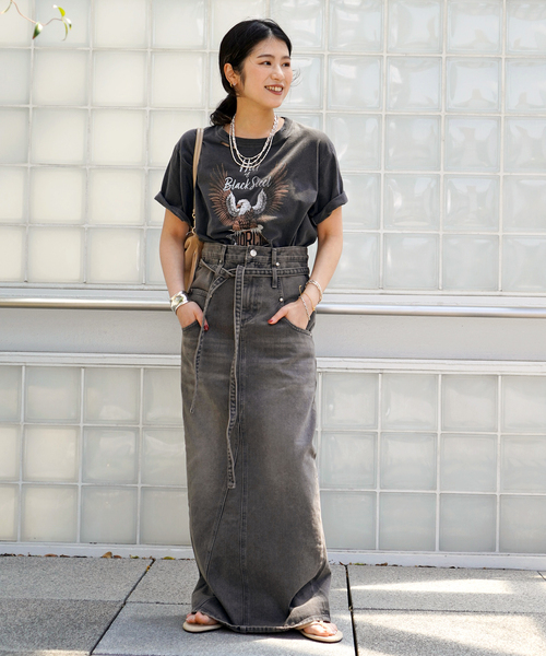 LOW CLASSIC(ロウ クラシック)の「【LOW CLASSIC/ロウ・クラシック】BELTED HIGH WAIST DENIM SKIR(デニムスカート・レディース・ブルー/チャコールグレー・38/36)」の10枚目の写真