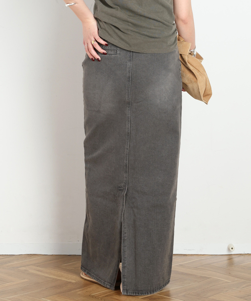 LOW CLASSIC(ロウ クラシック)の「【LOW CLASSIC/ロウ・クラシック】BELTED HIGH WAIST DENIM SKIR(デニムスカート・レディース・ブルー/チャコールグレー・38/36)」の6枚目の写真