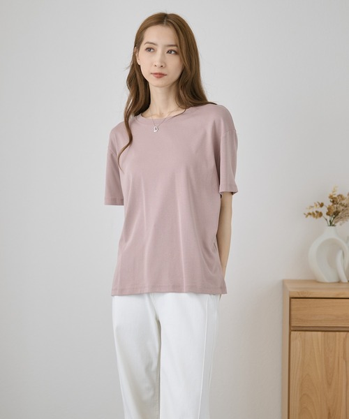 DAYRA(デイラ)の「ゆる 半袖 ラウンドネック Tシャツ トップス(Tシャツ/カットソー・レディース・ホワイト/チャコールグレー/ブラック/ネイビー/ピンク/キャメル・FREE)」の6枚目の写真
