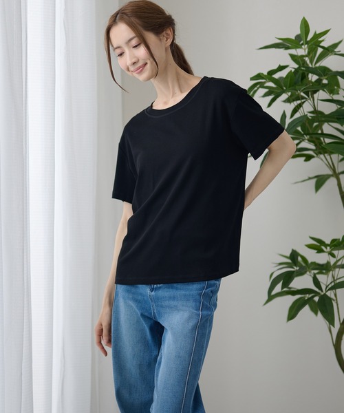 DAYRA(デイラ)の「ゆる 半袖 ラウンドネック Tシャツ トップス(Tシャツ/カットソー・レディース・ホワイト/チャコールグレー/ブラック/ネイビー/ピンク/キャメル・FREE)」の8枚目の写真