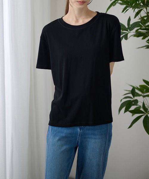 DAYRA(デイラ)の「ゆる 半袖 ラウンドネック Tシャツ トップス(Tシャツ/カットソー・レディース・ホワイト/チャコールグレー/ブラック/ネイビー/ピンク/キャメル・FREE)」の9枚目の写真
