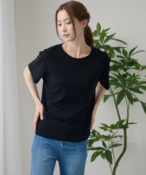 DAYRA(デイラ)の「ゆる 半袖 ラウンドネック Tシャツ トップス(Tシャツ/カットソー・レディース・ホワイト/チャコールグレー/ブラック/ネイビー/ピンク/キャメル・FREE)」の10枚目の写真