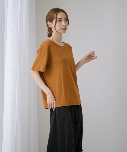 DAYRA(デイラ)の「ゆる 半袖 ラウンドネック Tシャツ トップス(Tシャツ/カットソー・レディース・ホワイト/チャコールグレー/ブラック/ネイビー/ピンク/キャメル・FREE)」の13枚目の写真