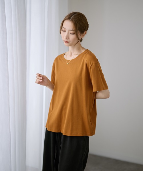 DAYRA(デイラ)の「ゆる 半袖 ラウンドネック Tシャツ トップス(Tシャツ/カットソー・レディース・ホワイト/チャコールグレー/ブラック/ネイビー/ピンク/キャメル・FREE)」の14枚目の写真