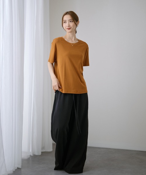 DAYRA(デイラ)の「ゆる 半袖 ラウンドネック Tシャツ トップス(Tシャツ/カットソー・レディース・ホワイト/チャコールグレー/ブラック/ネイビー/ピンク/キャメル・FREE)」の16枚目の写真