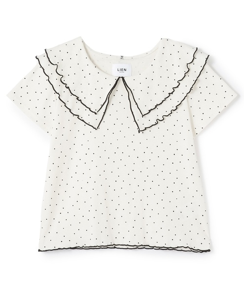 petit main LIEN（プティマインリアン）の「【接触冷感/親子リンク】メロー衿Tシャツ（Tシャツ/カットソー・レディース・ブラック/レッド/ドット・F）」の12枚目の写真