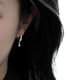ヘアライン クロススター ピアス シルバー ユニセックス ミニマル