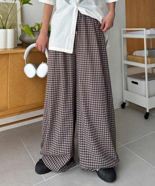 CIAOPANIC TYPY(チャオパニックティピー)の「【UNISEX】チェックカーブイージーパンツ(その他パンツ・レディース・グリーン/ネイビー/ブラウン・LARGE/MEDIUM)」の1枚目の写真