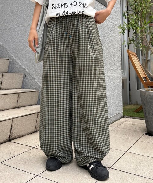 CIAOPANIC TYPY(チャオパニックティピー)の「【UNISEX】チェックカーブイージーパンツ(その他パンツ・レディース・グリーン/ネイビー/ブラウン・LARGE/MEDIUM)」の2枚目の写真