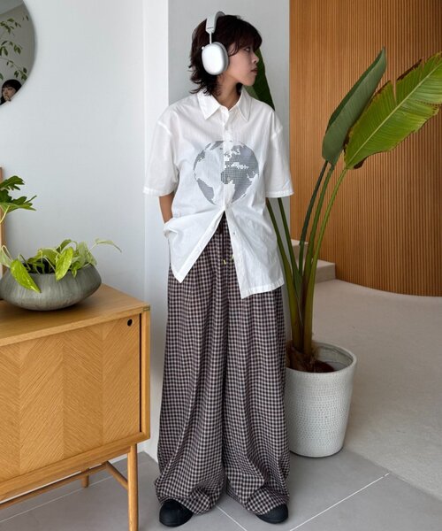 CIAOPANIC TYPY(チャオパニックティピー)の「【UNISEX】チェックカーブイージーパンツ(その他パンツ・レディース・グリーン/ネイビー/ブラウン・LARGE/MEDIUM)」の9枚目の写真