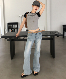 CURETTY（キュリティ）の「C DIAGONAL SEAM BOOTS-CUT DENIM PANTS_LIGHT BLUE（デニムパンツ）」