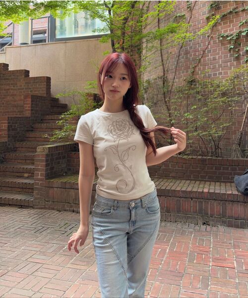 CURETTY（キュリティ）の「C DIAGONAL SEAM BOOTS-CUT DENIM PANTS_LIGHT BLUE（デニムパンツ・レディース・スカイブルー・SMALL/MEDIUM）」の6枚目の写真