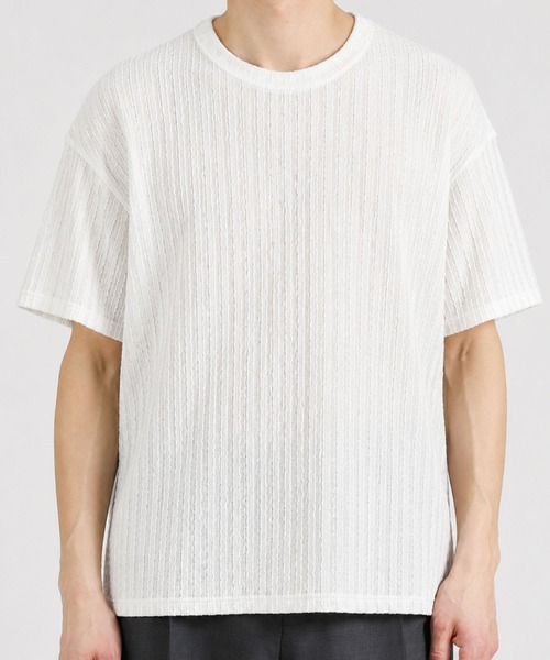 CALIFORNIA OUTFITTERS(カリフォルニア アウトフィッターズ)の「5C31レースシアー クルーネックTEE(Tシャツ/カットソー・メンズ・ブラック/ホワイト・FREE)」の1枚目の写真