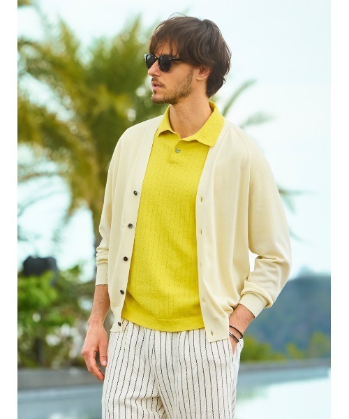 AOURE(アウール)の「ハイブリッドニットパイル スキッパーポロ(ニット/セーター・メンズ・モカ/イエロー・MEDIUM/LARGE)」の3枚目の写真