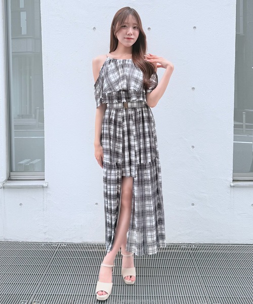 NOMAE（ノーマエ）の「アメスリフリルレイヤードロングワンピース（ワンピース・レディース・ホワイト系その他/ネイビー系/ブラック/ホワイト系その他2/ピンク・FREE）」の2枚目の写真