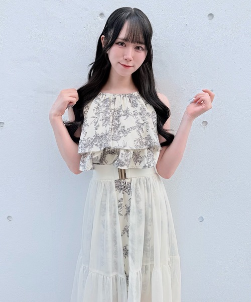 NOMAE（ノーマエ）の「アメスリフリルレイヤードロングワンピース（ワンピース・レディース・ホワイト系その他/ネイビー系/ブラック/ホワイト系その他2/ピンク・FREE）」の7枚目の写真