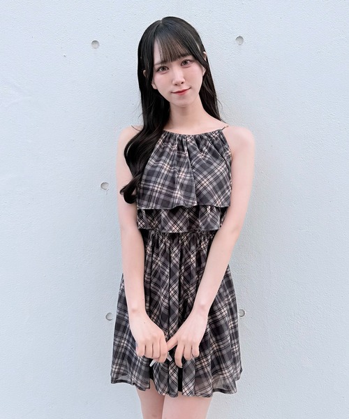 NOMAE（ノーマエ）の「アメスリフリルレイヤードロングワンピース（ワンピース・レディース・ホワイト系その他/ネイビー系/ブラック/ホワイト系その他2/ピンク・FREE）」の10枚目の写真