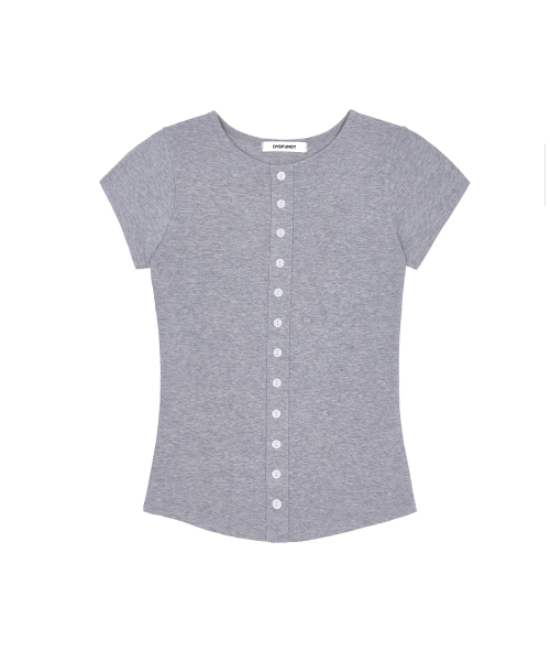 DYSFUNCT(ディスファンクト)の「BUTTON DETAIL CAP SLEEVES TOP(GRAY)(Tシャツ/カットソー・レディース・その他・FREE)」の4枚目の写真