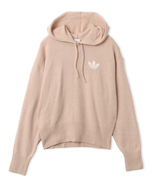 adidas(アディダス)の「adidas ESSENTIALS KNIT HOODIE / アディダス エッセンシャルズ ニット フーディー(パーカー・レディース・ピンクベージュ・S/M/L)」の4枚目の写真