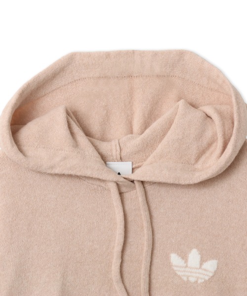 adidas(アディダス)の「adidas ESSENTIALS KNIT HOODIE / アディダス エッセンシャルズ ニット フーディー(パーカー・レディース・ピンクベージュ・S/M/L)」の3枚目の写真