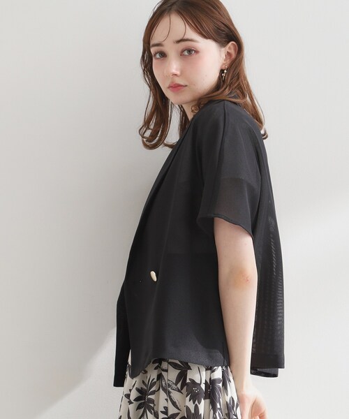 couture brooch(クチュールブローチ)の「【洗える】メッシュ調 半袖ジャケット(テーラードジャケット・レディース・ブラック/ブラウン系その他/オフホワイト・42/40/38/36)」の21枚目の写真