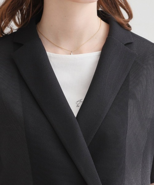 couture brooch(クチュールブローチ)の「【洗える】メッシュ調 半袖ジャケット(テーラードジャケット・レディース・ブラック/ブラウン系その他/オフホワイト・42/40/38/36)」の7枚目の写真