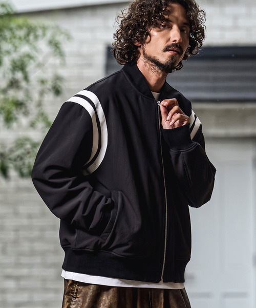 CAMBIO(カンビオ)の「mj11681- ストレッチラインテープブルゾン(CMB-R0227)(ブルゾン・メンズ・ブラック/チャコール/ネイビー・S/L/M)」の1枚目の写真