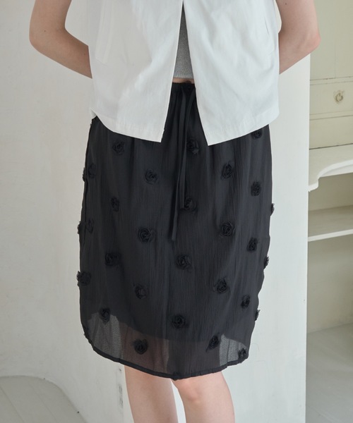 Birthday room(バースデイルーム)の「ローズレイヤードスカート/Rose Layered Skirt(スカート・レディース・ホワイト/ブラック・FREE)」の16枚目の写真