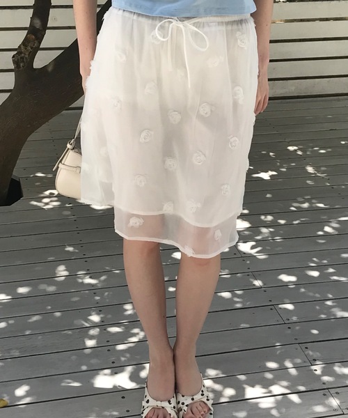 Birthday room(バースデイルーム)の「ローズレイヤードスカート/Rose Layered Skirt(スカート・レディース・ホワイト/ブラック・FREE)」の7枚目の写真