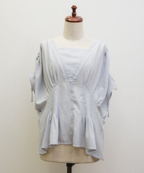 CLETTE(クレット)の「CLETTEオリジナルウエストピンタックブラウス(シャツ/ブラウス・レディース・オフホワイト/サックスブルー・4L/3L/LL)」の12枚目の写真