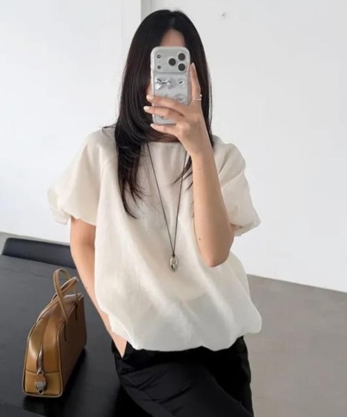 semplice（センプリチェ）の「Ｔシャツ【韓国ファッション】（Tシャツ/カットソー・レディース・グレー/ベージュ・F）」の5枚目の写真