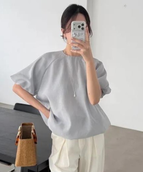 semplice（センプリチェ）の「Ｔシャツ【韓国ファッション】（Tシャツ/カットソー・レディース・グレー/ベージュ・F）」の14枚目の写真