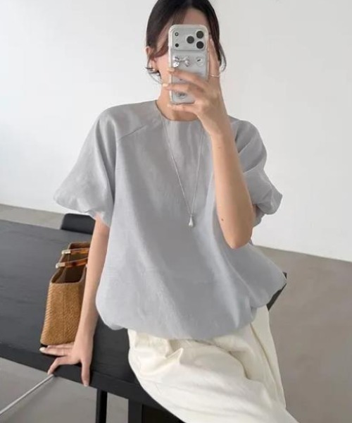 semplice（センプリチェ）の「Ｔシャツ【韓国ファッション】（Tシャツ/カットソー・レディース・グレー/ベージュ・F）」の16枚目の写真