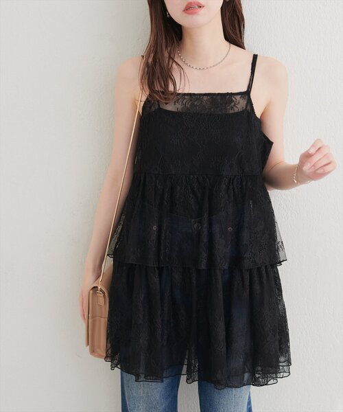 natural couture（ナチュラルクチュール）の「レースティアードチュニック（シャツ/ブラウス・レディース・ブラック/オフホワイト・FREE）」の22枚目の写真